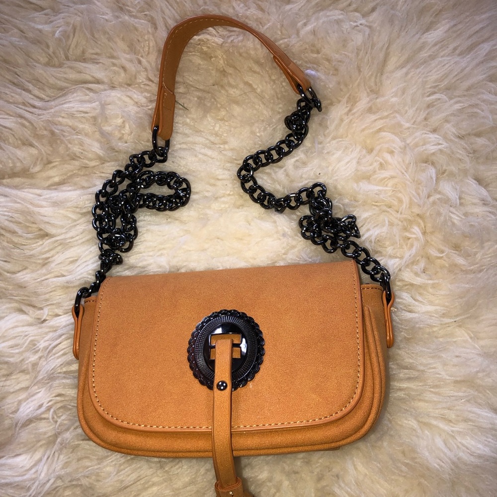 Shoulder Bag Purse Handbag by Zebra Mustard Faux Leather long Strap - Picture 4 of 11